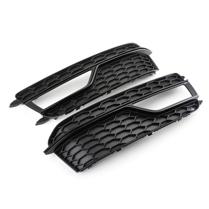 Pair Front Fog Lamp Black Trim Grills Grill Fit AUDI A5 S-Line S5 2013-2016