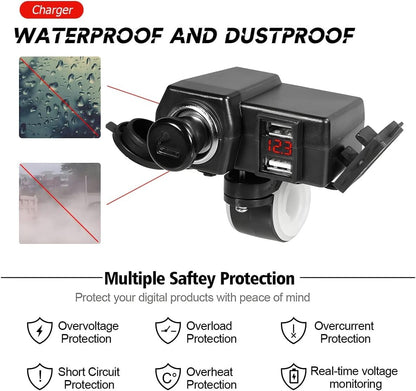 12V Waterproof Motorcycle Accessories Dual USB Charger Power Port Adapter Socket