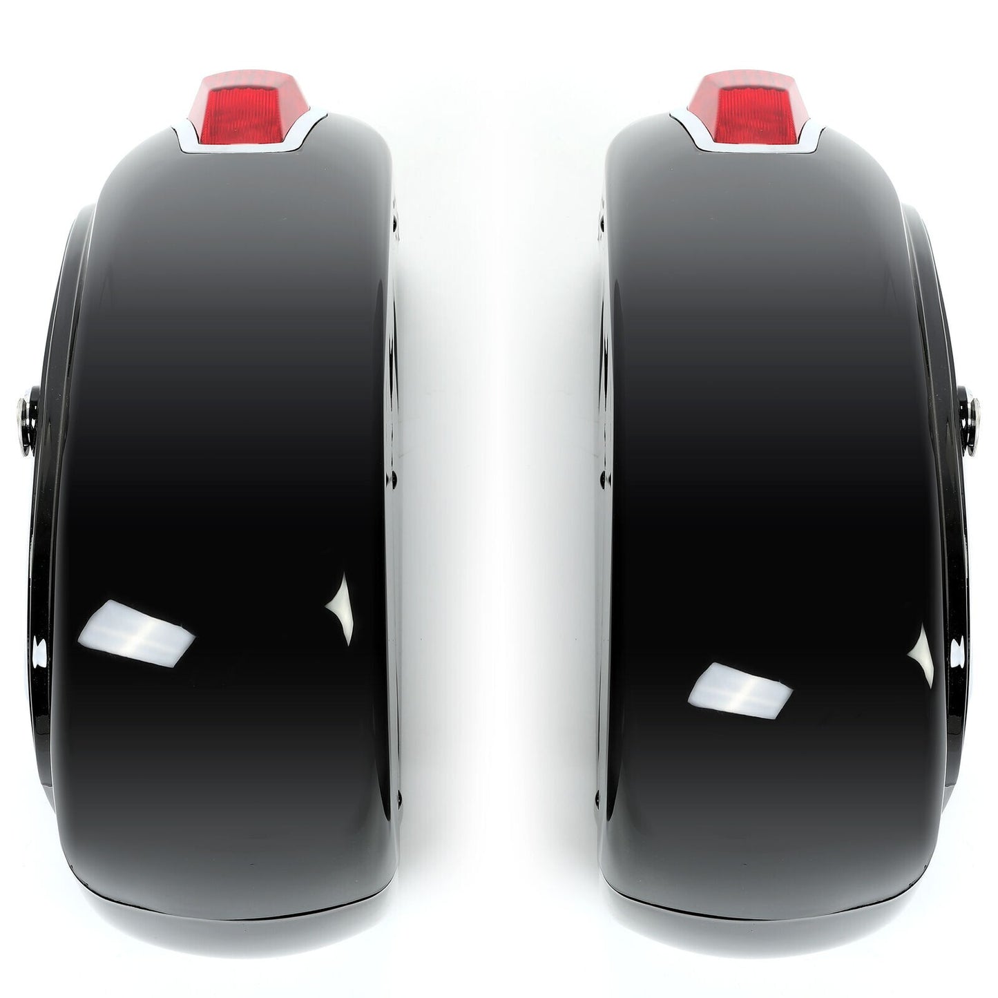 Solid Spare Universal Motorcycle Hard Saddlebag Luggage Bags w/Light For Honda Harley Yamaha