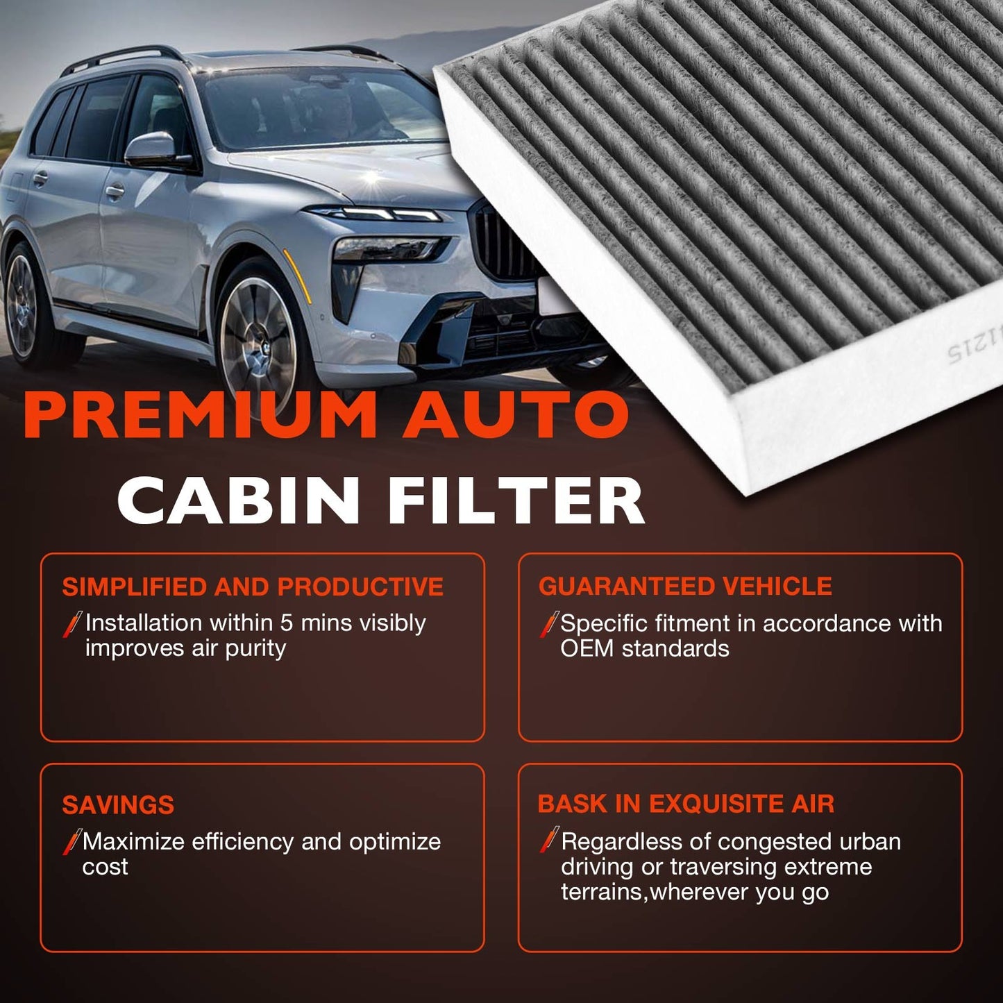 3X Engine Cabin Air Filters For 2017-24 BMW X5 X6 X7 530i 540i 840i 13718577170