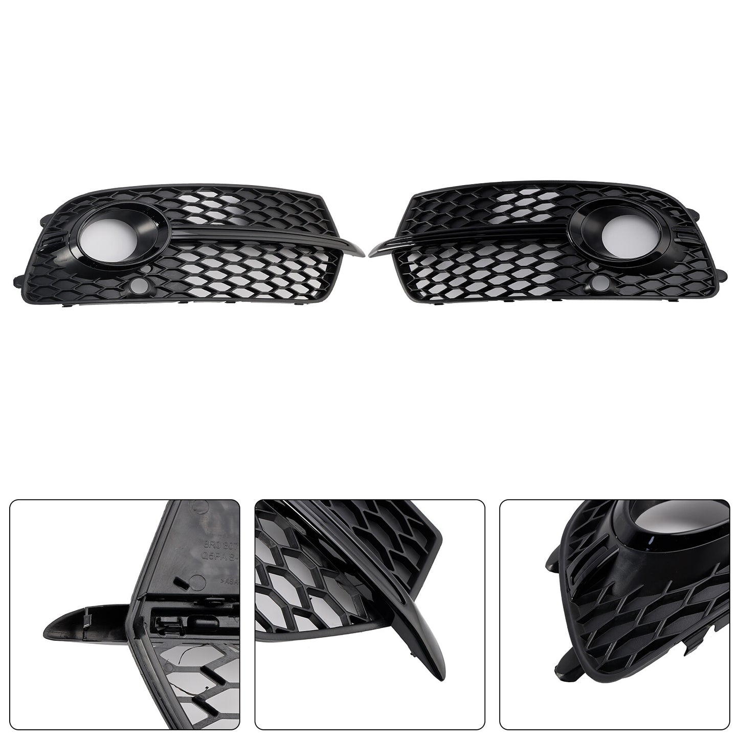 Front Bumper Fog Light Grill Grille Fit Audi Q5 S-Line SQ5 2013~2017 Black