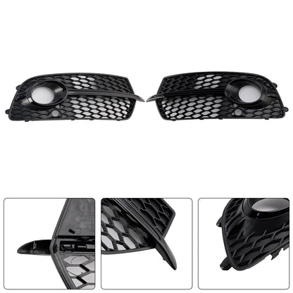 Front Bumper Fog Light Grill Grille Fit Audi Q5 S-Line SQ5 2013~2017 Black