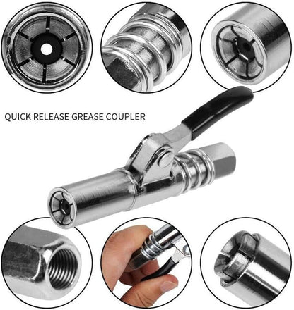 2Packs Grease Gun Coupler High-Pressure Quick Release Lock Oil Injection Nozzles