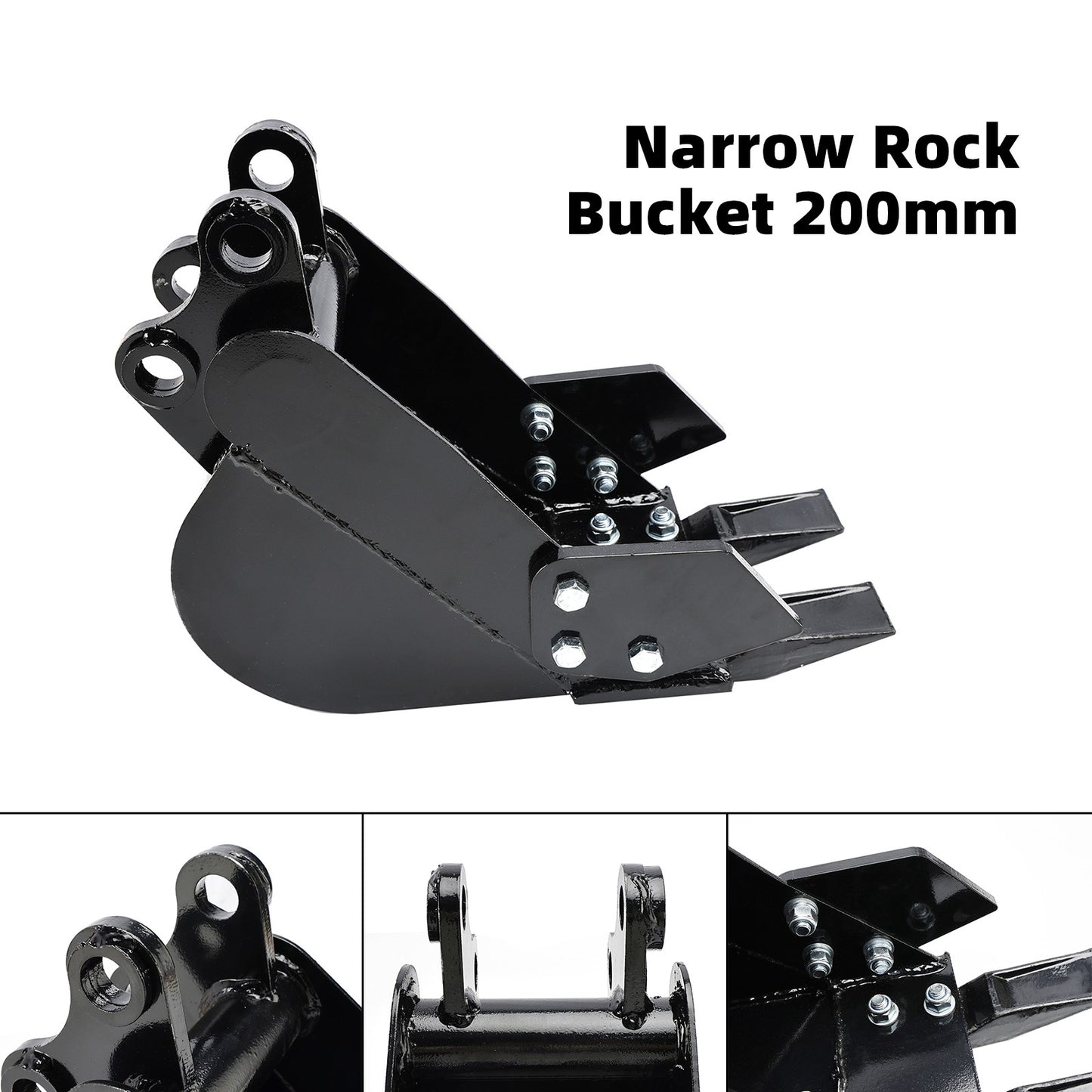 Mini Excavator Attachment Narrow Rock Bucket 200mm Trenching Buckets 2-Teeth