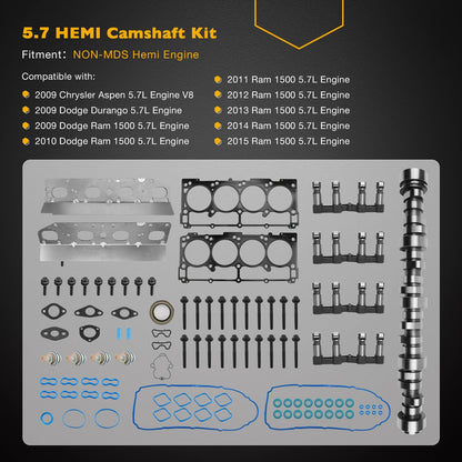 Non MDS Lifter Cam Camshaft Head Gasket for 09-15 Dodge Ram 1500 Aspen 5.7 Hemi