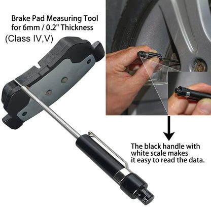 Brake Pad Thickness Gauge Measure Tool w/ Scale car Detection Pen Base Plate 6mm