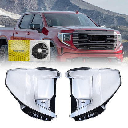 New A Pair Headlight Clear Lens Shell + Glue For 2022 2023 2024 GMC Sierra 1500