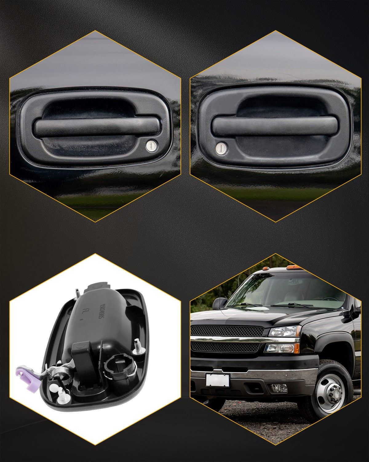 Exterior Door Handles & Lock Cylinders & Keys Set for 1999-07 Chevy GMC Cadillac