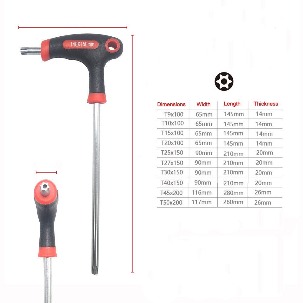 10x T Handle Wrench Set Torx Star Key 2 Drive Ends Auto Bike Repair Tool T9-T50