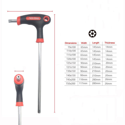 10x T Handle Wrench Set Torx Star Key 2 Drive Ends Auto Bike Repair Tool T9-T50