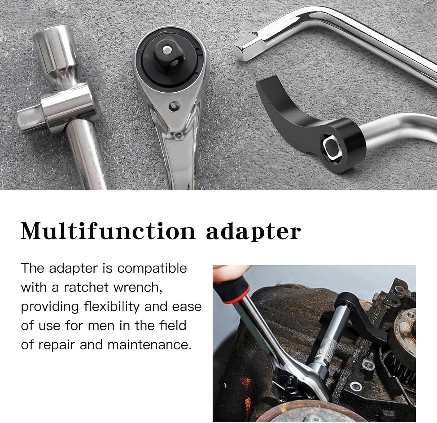 2PCS Pry Bar Wrench Adapter Head Half Shaft Removal Crowbar Ratchet Tool 1/2 in.