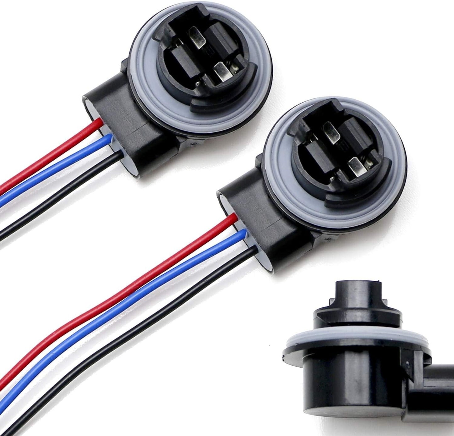 2pc 3157 4157 Bulb Socket Pig Tail Harness Wire Plug For Turn Signal Brake Light