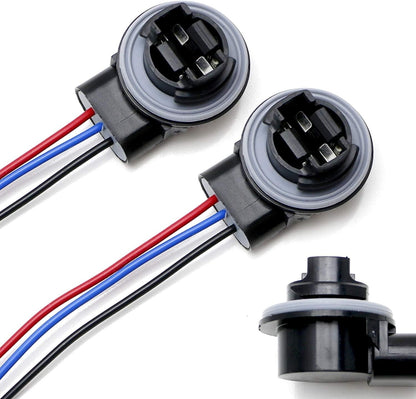 2pc 3157 4157 Bulb Socket Pig Tail Harness Wire Plug For Turn Signal Brake Light