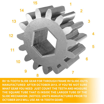 15-Tooth Spur Gear for Hydraulic/Electric Through-Frame Slide-Out on RV ‎700612