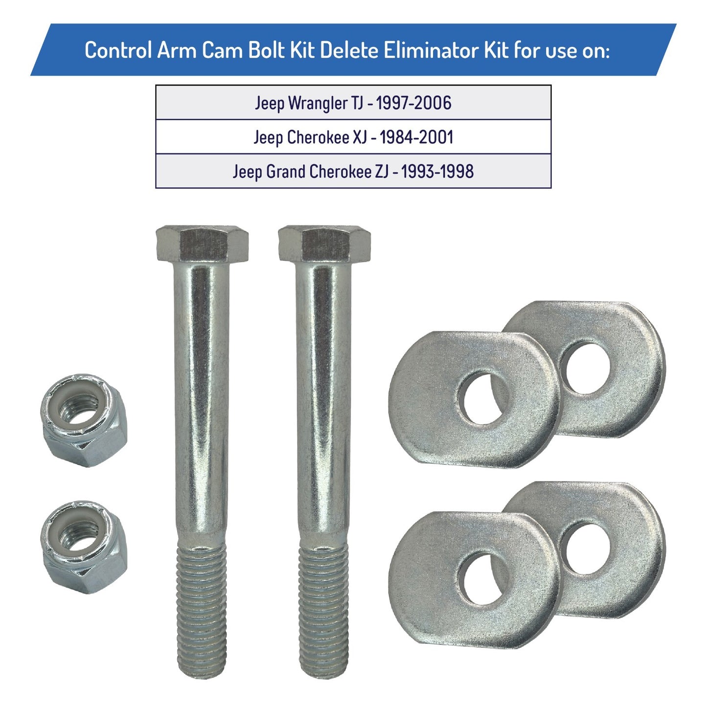 Front Lower Control Arm Cam Bolt Eliminator Kit for Jeep Wrangler Cherokee TJ ZJ