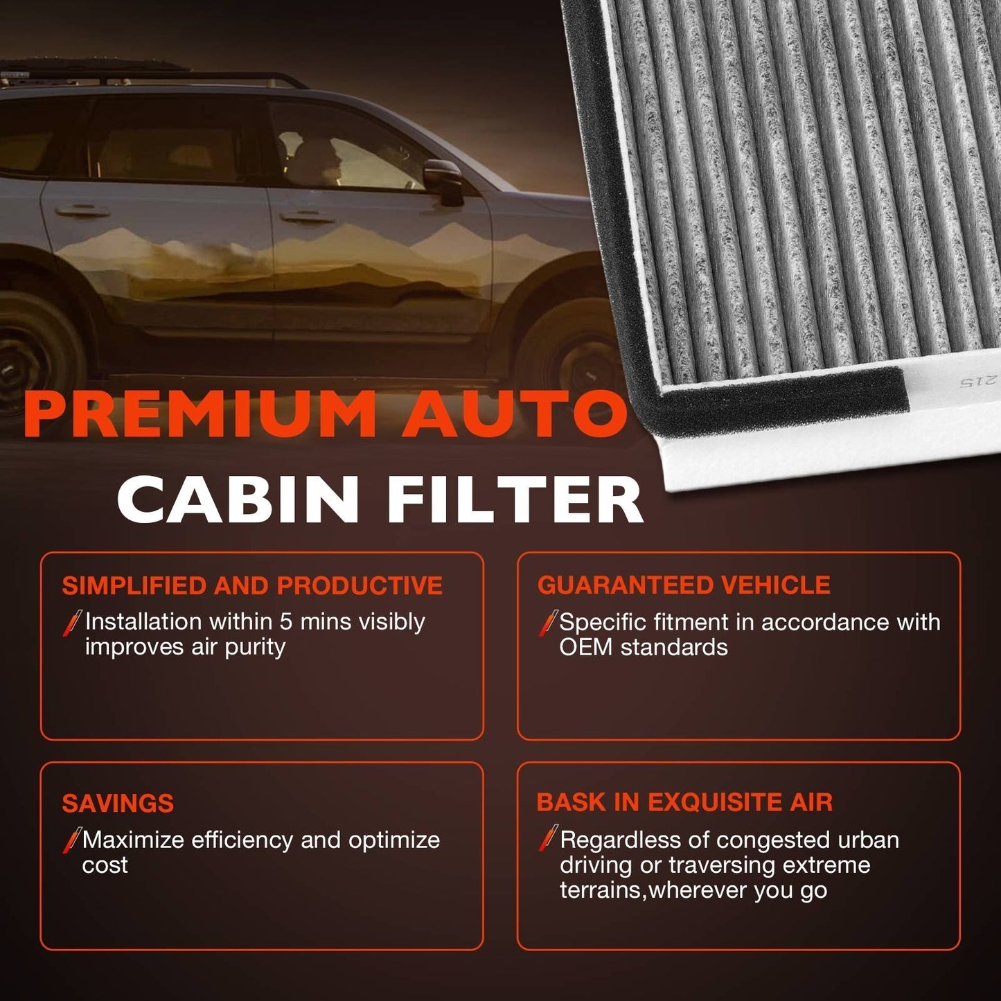 Premium Engine Cabin Air Filter Set For Kia Telluride Hyundai Santa Fe 3.8L 2.0L