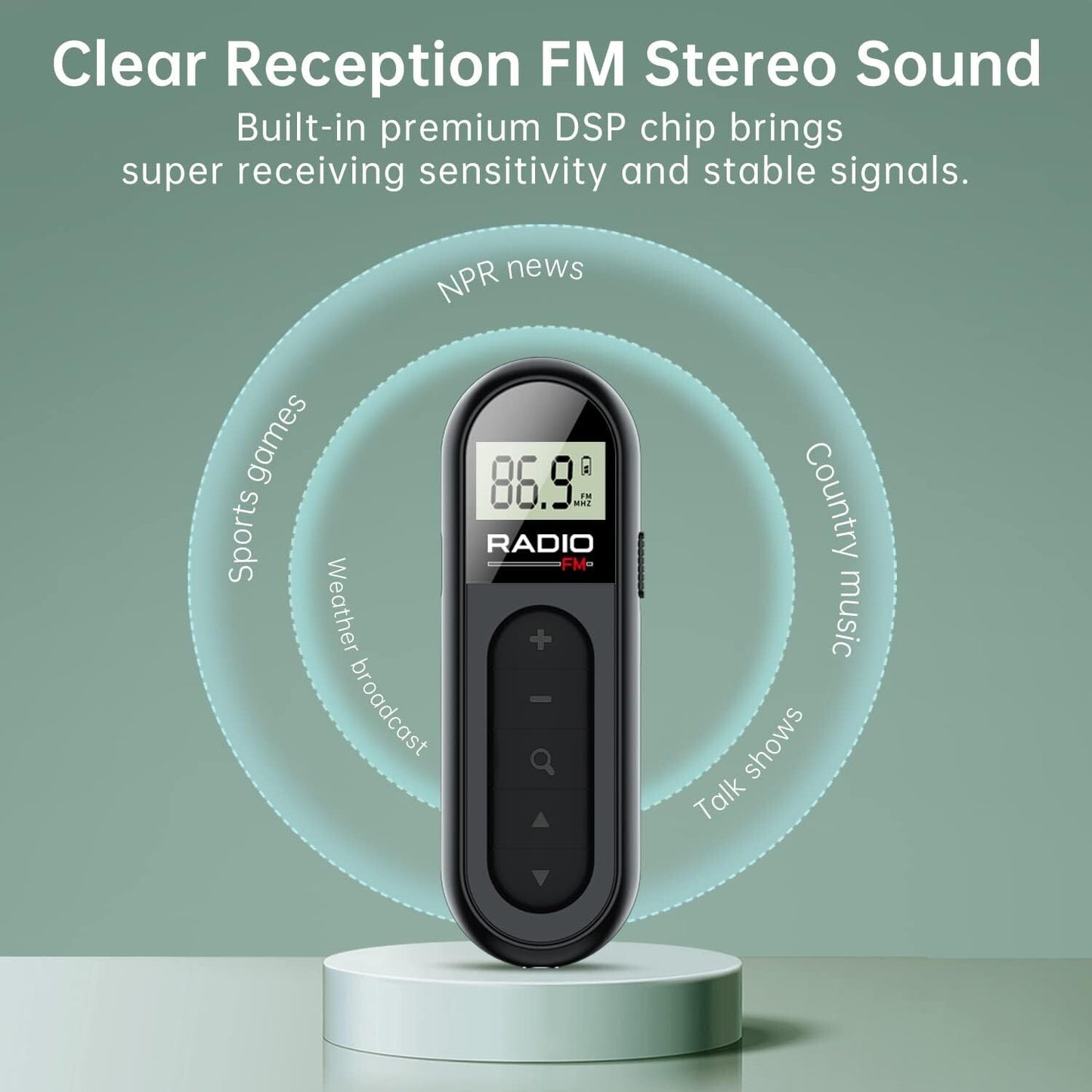 Portable FM Pocket Radio Mini Walkman Digital LCD Screen with 3.5mm Earphone USA