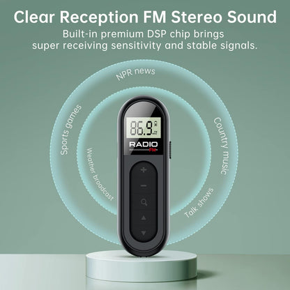 Portable FM Pocket Radio Mini Walkman Digital LCD Screen with 3.5mm Earphone USA