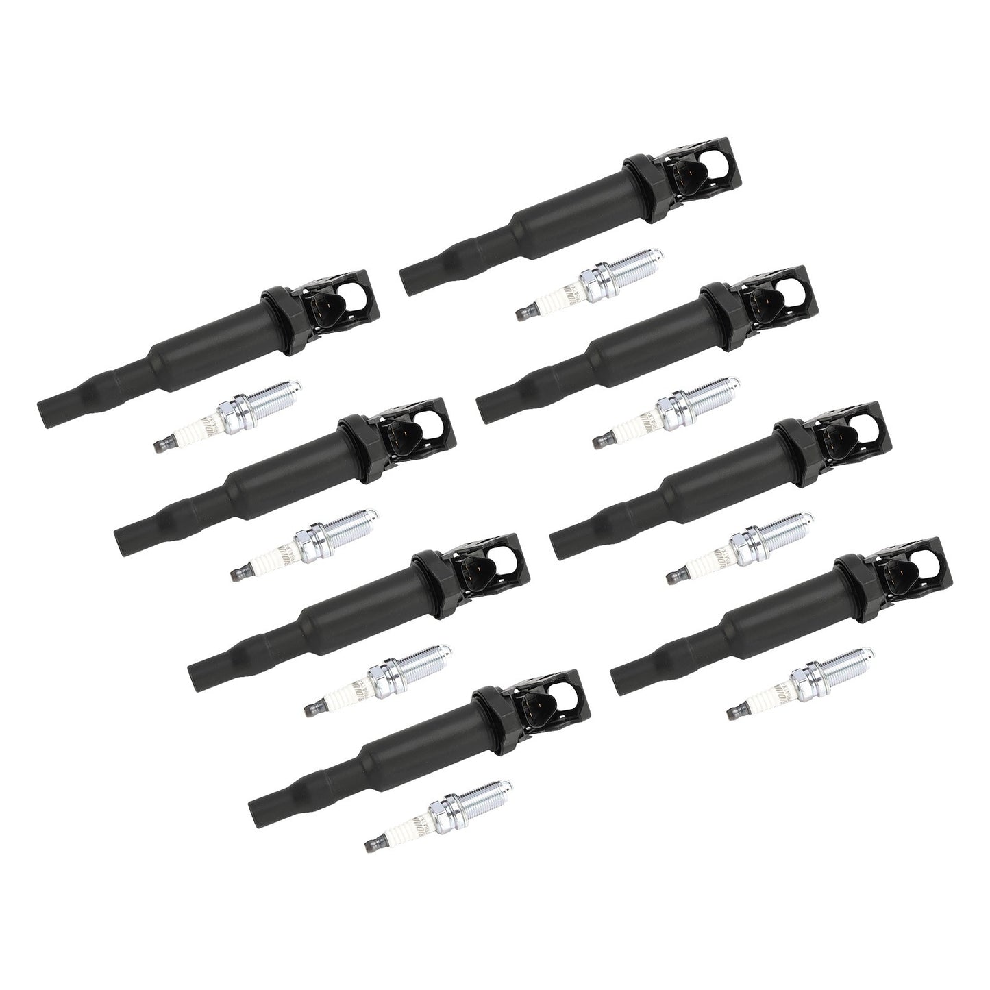 8X Ignition Coil +Spark Plugs UF592 For BMW 550 650 750i X5 X6 4.4L