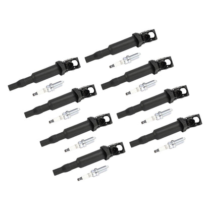 8X Ignition Coil +Spark Plugs UF592 For BMW 550 650 750i X5 X6 4.4L