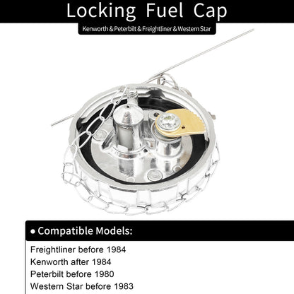 2x Locking Fuel Cap for Kenworth Peterbilt Freightliner Western Star SNV431089