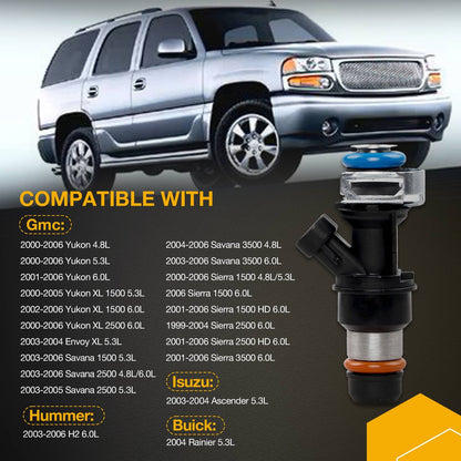 8x 25317628 Upgrade Fuel Injectors For 99-06 Chevy Silverado GMC 4.8L 5.3L 6.0L