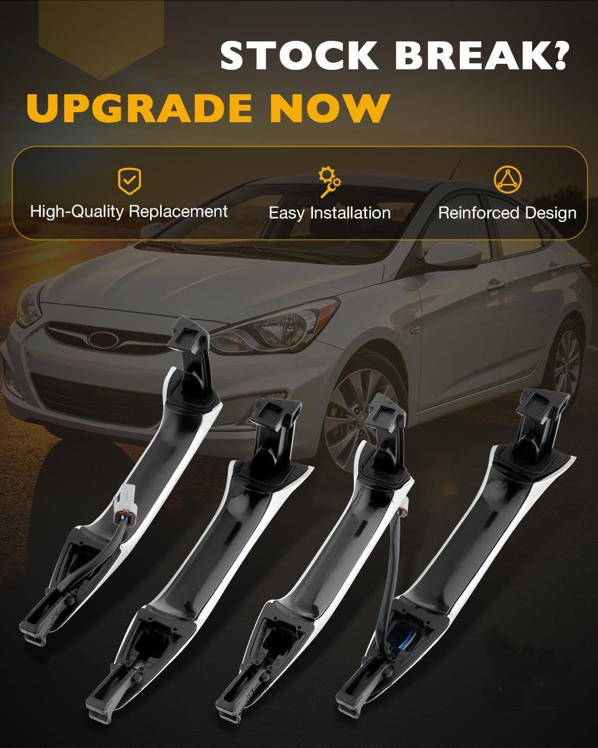Outside Exterior Door Handle Set Fit 2011-2016 Hyundai Elantra Chrome 836623X020