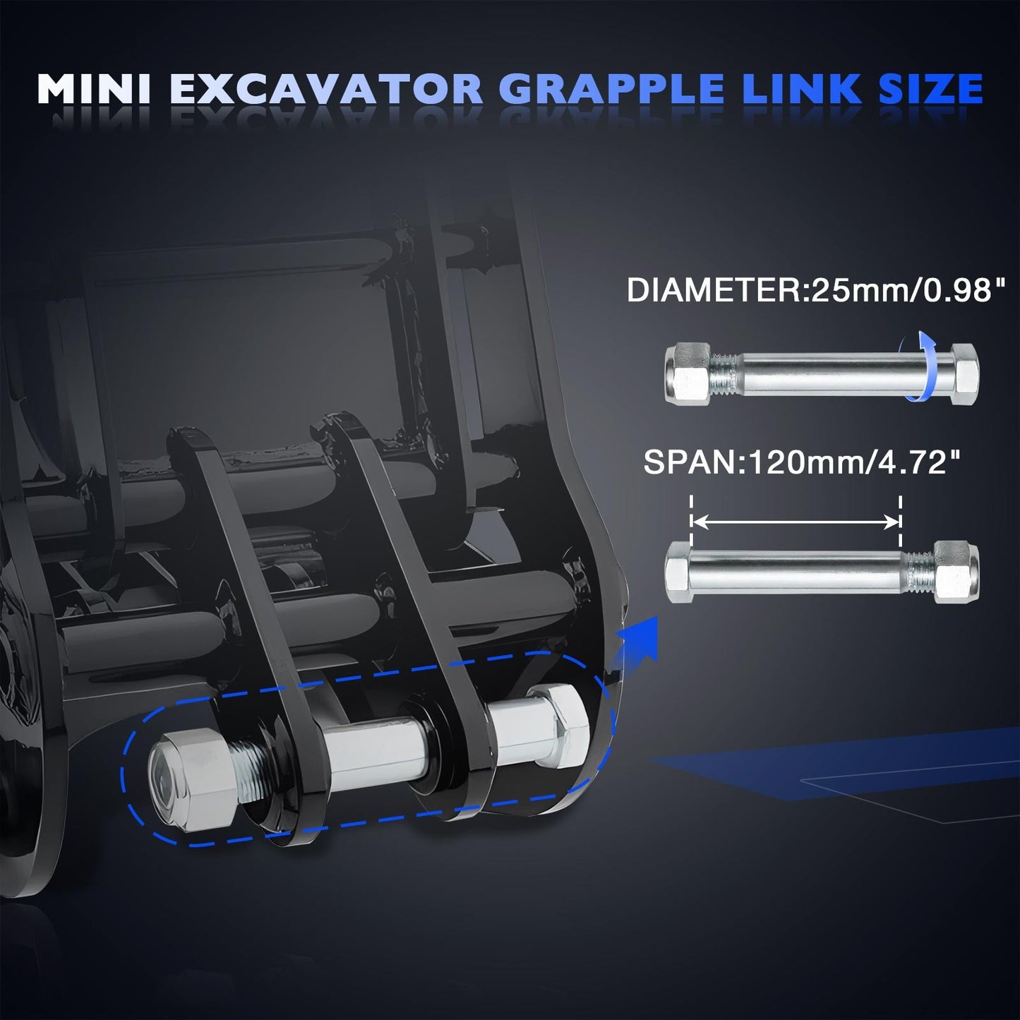 2-Pin Mini Excavator Grabber Attachment For 0.8-1.8 Tons Excavator Most Models