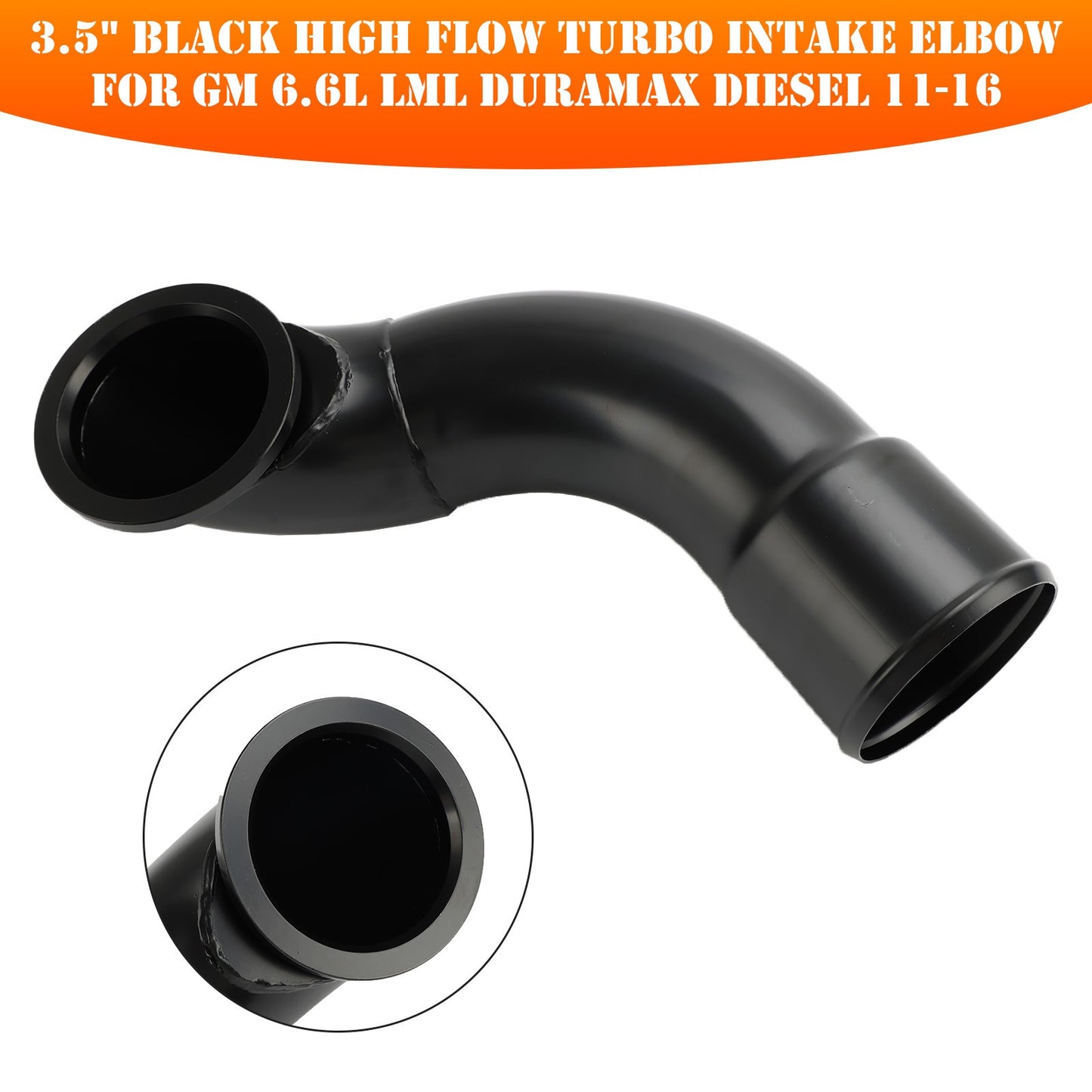 3.5" Black High Flow Turbo Intake Elbow For GM 6.6L LML Duramax Diesel 11-16