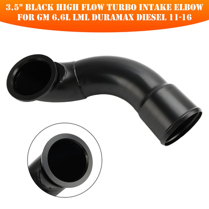 3.5" Black High Flow Turbo Intake Elbow For GM 6.6L LML Duramax Diesel 11-16