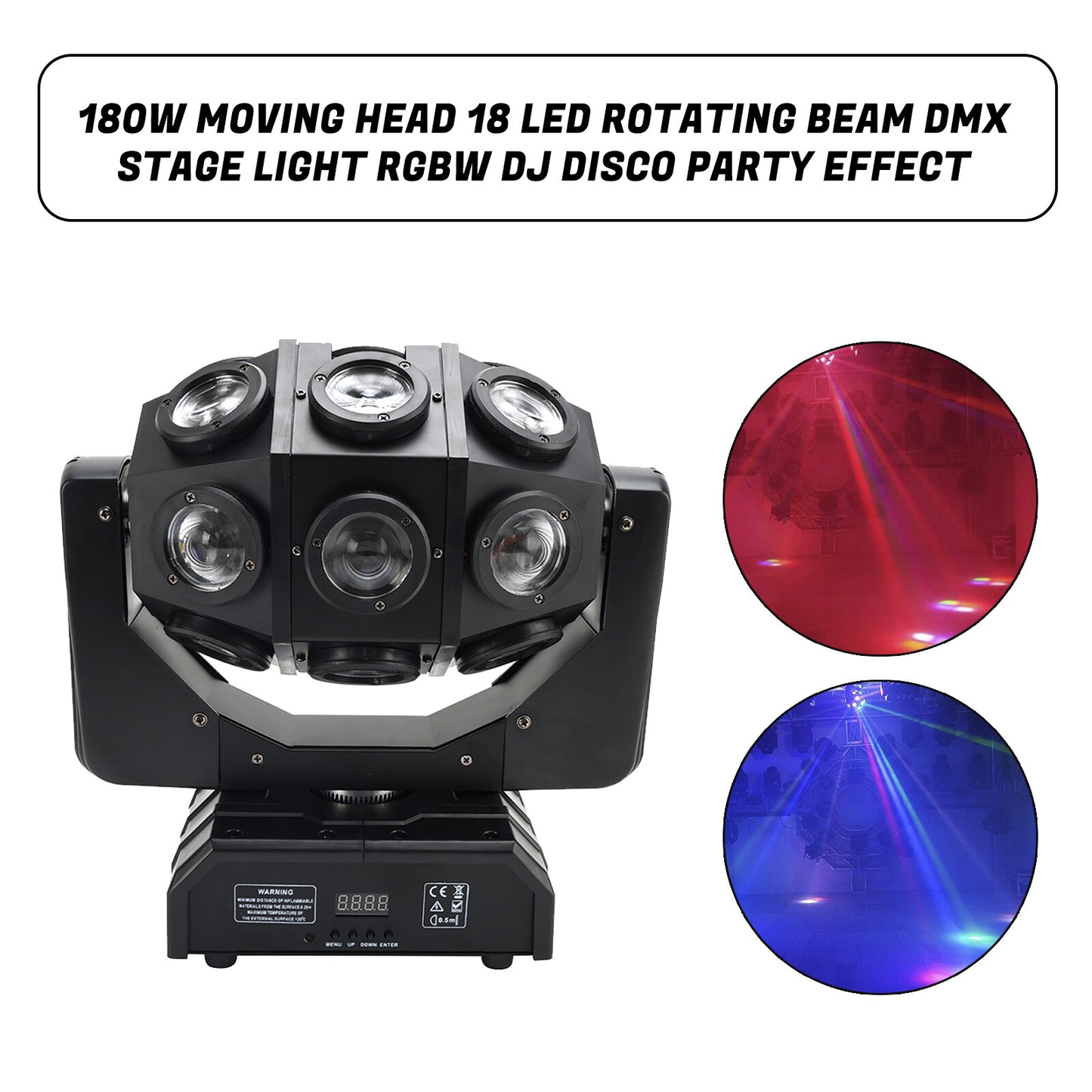 180W Moving Head 18 LED Rotating Beam DMX Stage Light RGBW DJ Disco Party Club