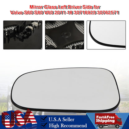 Mirror Glass Left Driver Side for Volvo S60 S80 V60 2011-18 30716923 30762571