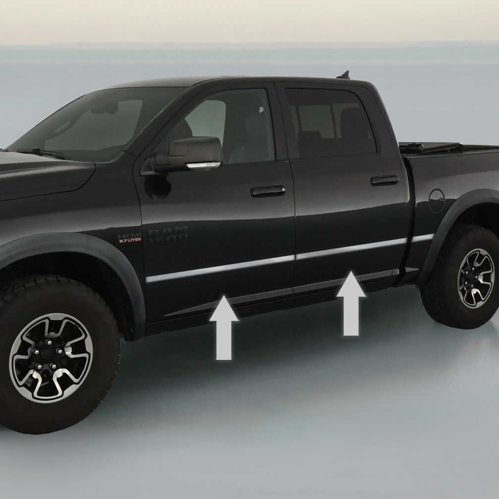 SIDE DOOR TRIM ROCKER PANEL MOLDING PACKAGE For DODGE RAM CHROME 09-17