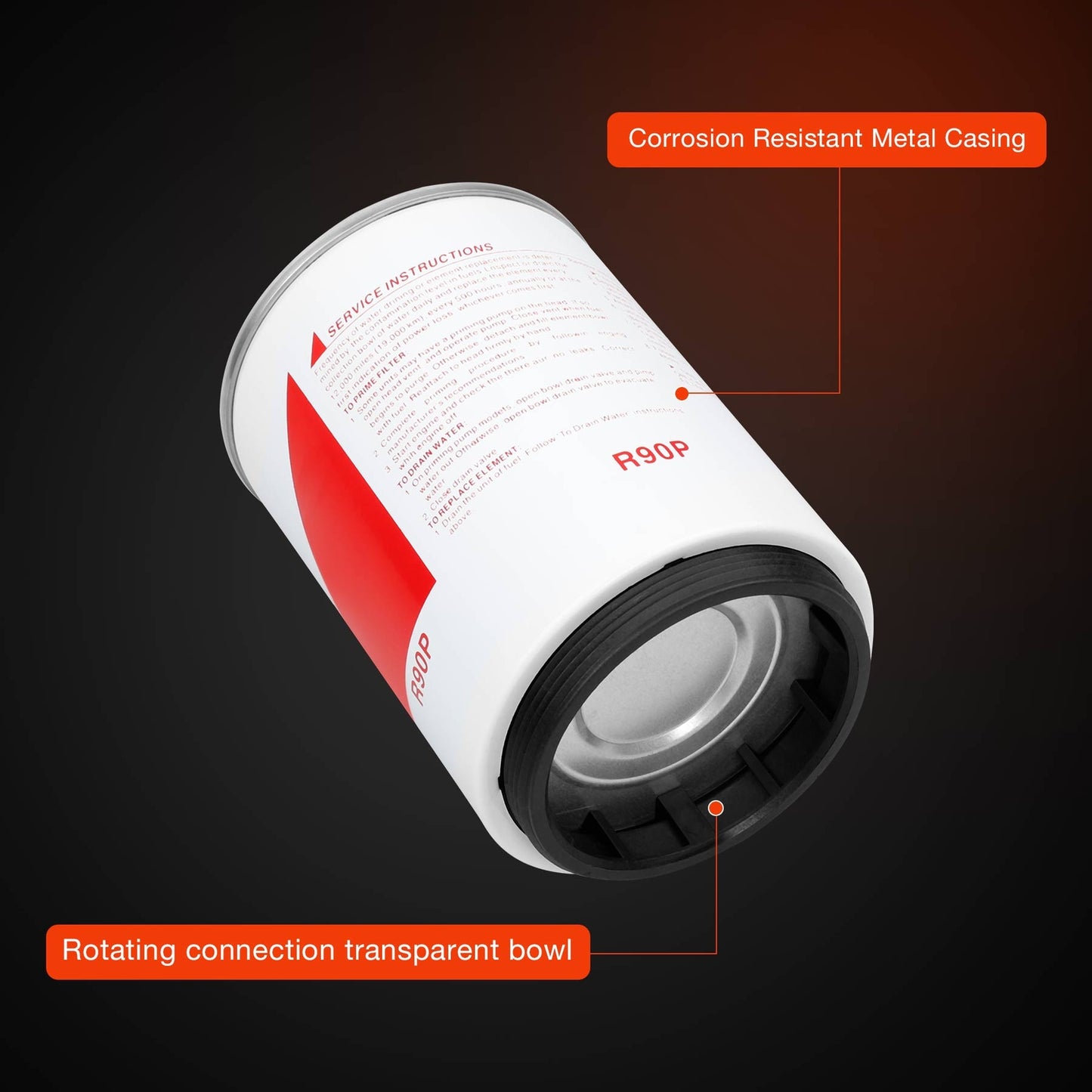 Fuel Filter Water Separator Spin-on Element For 390RC 490R 690R 790R Series R90P
