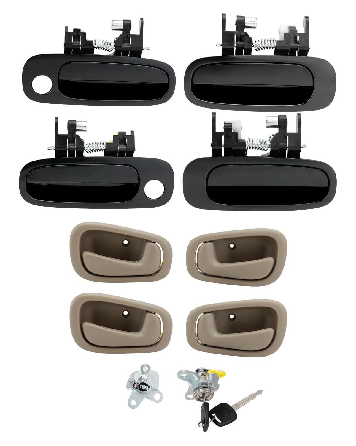 Interior & Exterior Door Handle Lock Cylinder Key Kit For 1998-02 Toyota Corolla