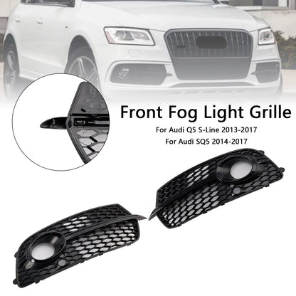 Front Bumper Fog Light Grill Grille Fit Audi Q5 S-Line SQ5 2013~2017 Black