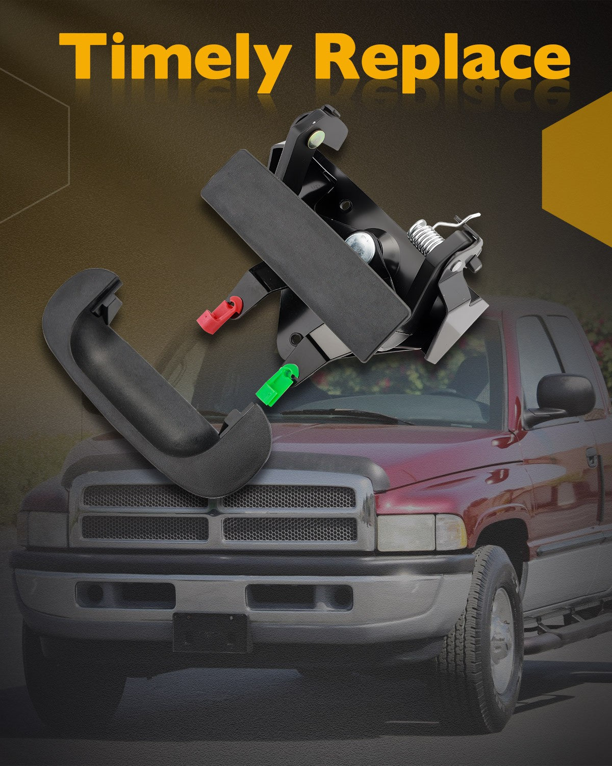 Tailgate Handle & Handle Bezel Rear Liftgate Fit 94-02 Dodge Ram 1500 2500 3500