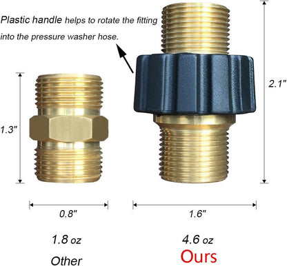 2Pcs Brass Pressure Washer Connector Quick Connect Fitting M22-14mm Hose Adapter