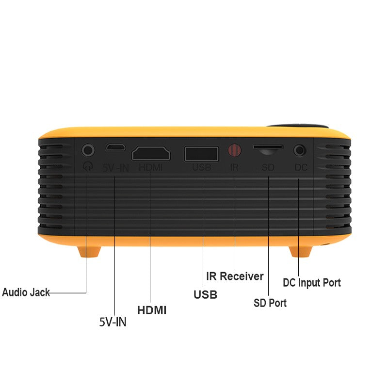 A2000 Mini Portable Projector LCD 800 lumen Projectors Home Theater Yel US Plug