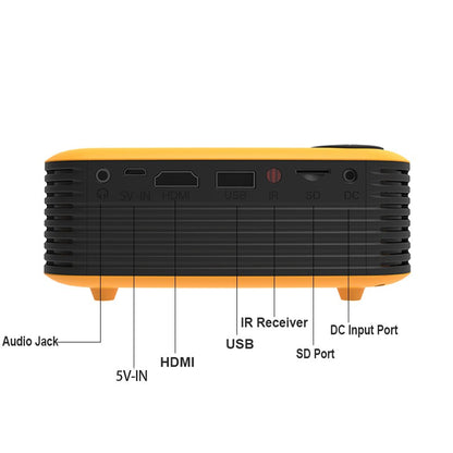 A2000 Mini Portable Projector LCD 800 lumen Projectors Home Theater Yel US Plug