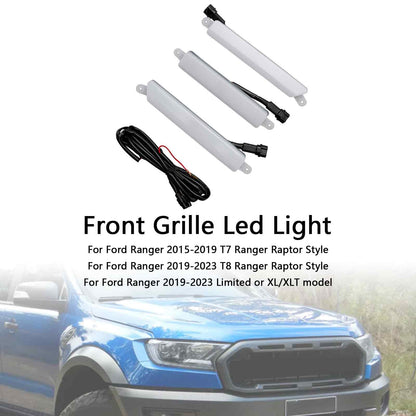 Front Bumper Grille Grill White Led Light Fit Ford Ranger 2015-2023 T7 T8