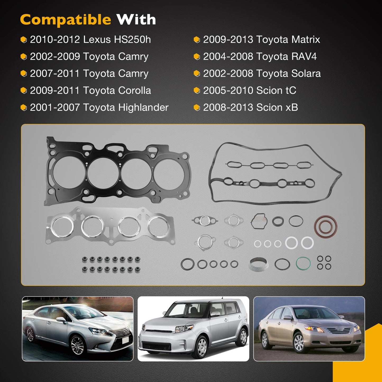 2.4L Engine Head Gasket Set For 2001-13 Toyota Corolla Lexus Scion tC HS26232PT
