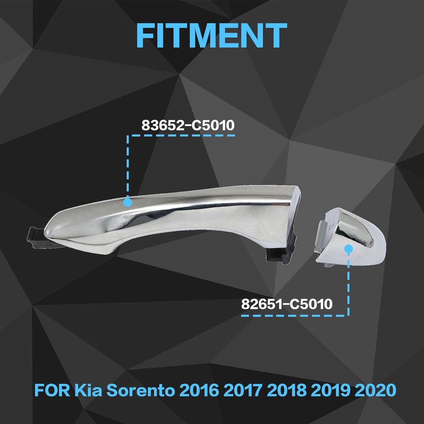 Exterior Door Handle Rear Left Driver Side For 2016-2020 Kia Sorento Chrome