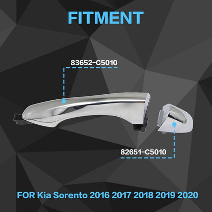 Exterior Door Handle Rear Left Driver Side For 2016-2020 Kia Sorento Chrome