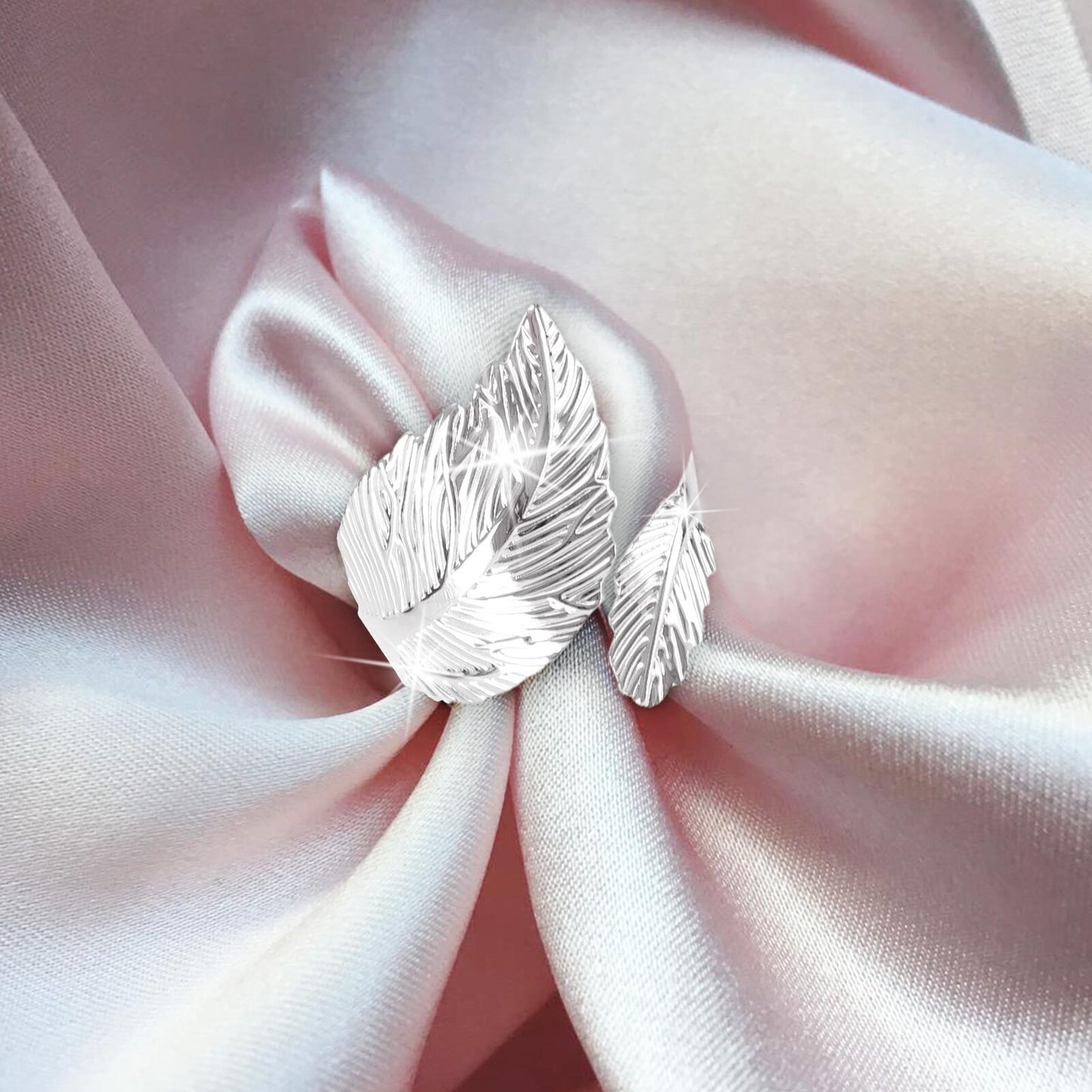 6PCS Silver Napkin Rings Leaf Napkin Holder Adornmen Alloy