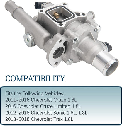Aluminum Thermostat Housing Assembly for 2011-2018 Chevrolet Cruze Sonic 1.8L