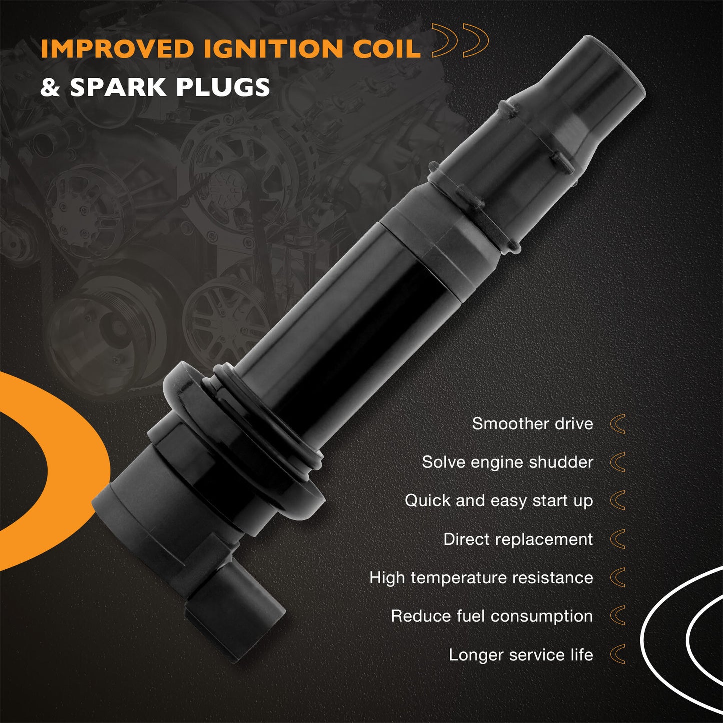 4X Ignition Coil Pack For 2002-16 Yamaha YZF R6 R6S R1 FZ1 FZ1S 5PW-82310-00-00