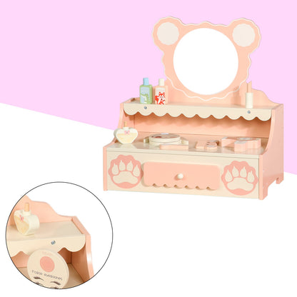 Kids Vanity Set with Storage Drawer Little Girls' Makeup Table with Mirror