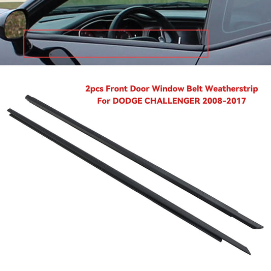 2pcs Front Door Window Belt Weatherstrip For DODGE CHALLENGER 2008-2017