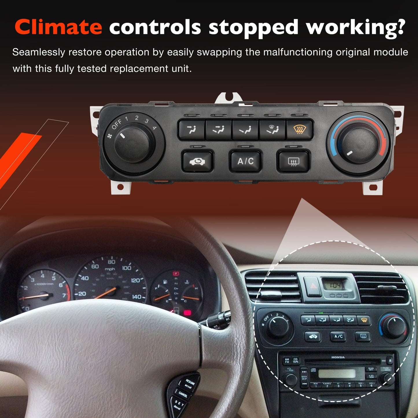 Heater A/C HVAC Climate Control Module Panel Switch For 2001-2002 Honda Accord